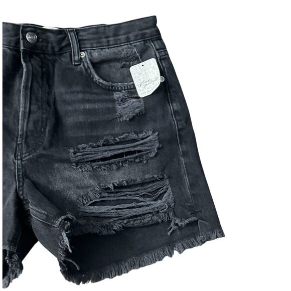 NWT! Free People Maggie Mid Rise Distressed Cut-Off Black Shorts - Size 28 - Picture 6 of 9